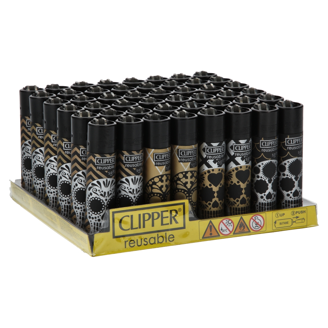 Acheter en ligne CLIPPER Briquet à gaz Trippy Skulls (Multicolore, 4 pièce)  à bons prix et en toute sécurité 