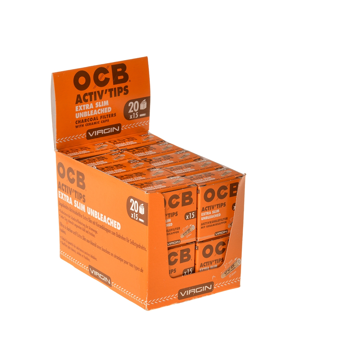 OCB Activ Tips - Filtres charbon actif - Boite de 10 filtres cigarettes