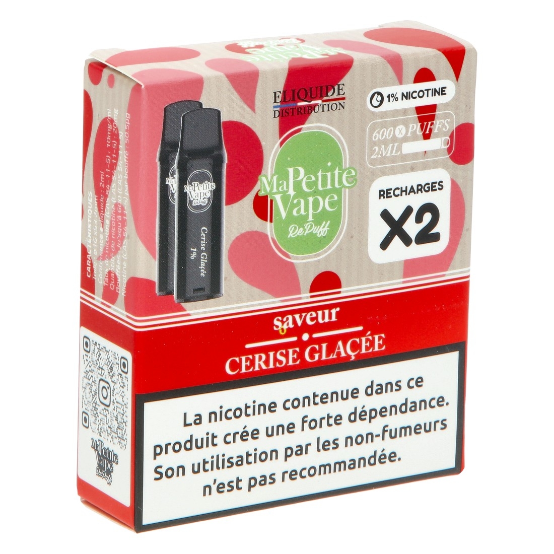 Cartouche Ma Petite Vape RePuff Cerise Glacée 600 Puffs