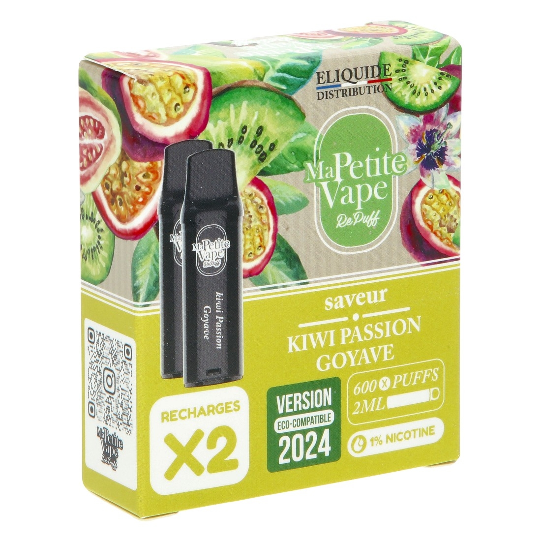 Cartouche Ma Petite Vape RePuff Kiwi Passion Goyave 600 Puffs