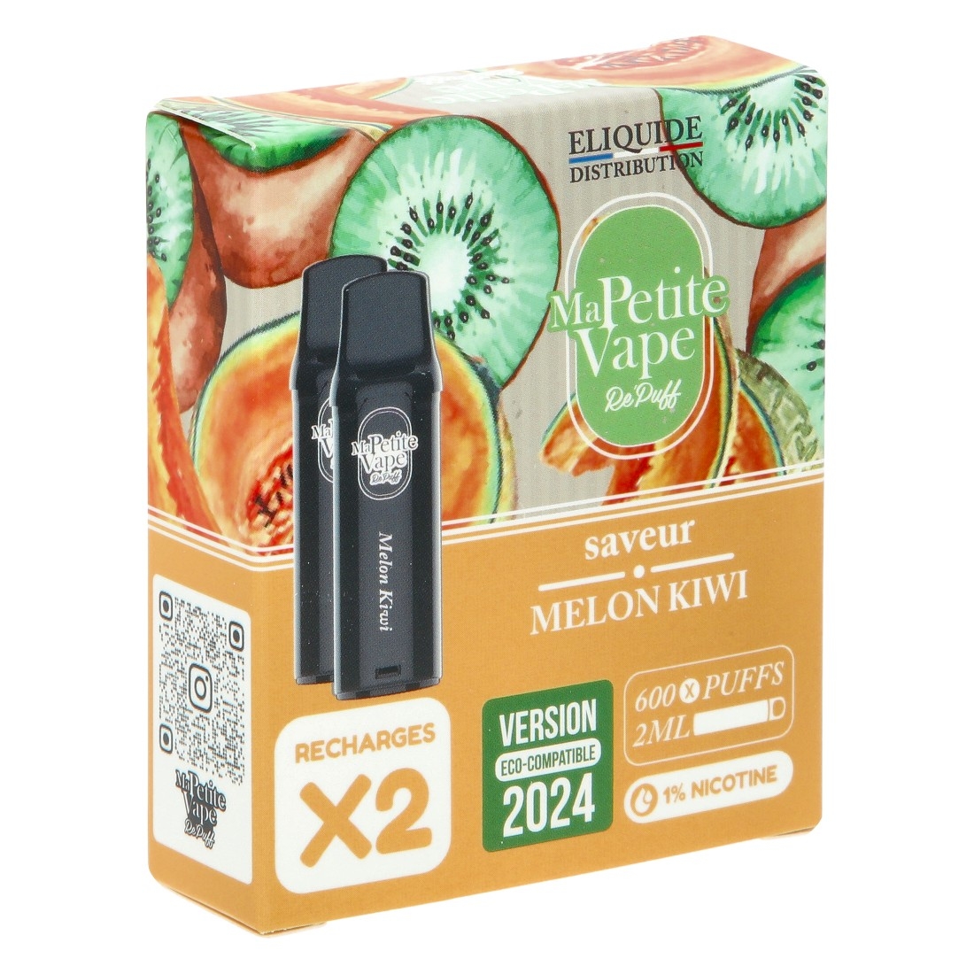 Cartouche Ma Petite Vape RePuff Melon Kiwi 600 Puffs