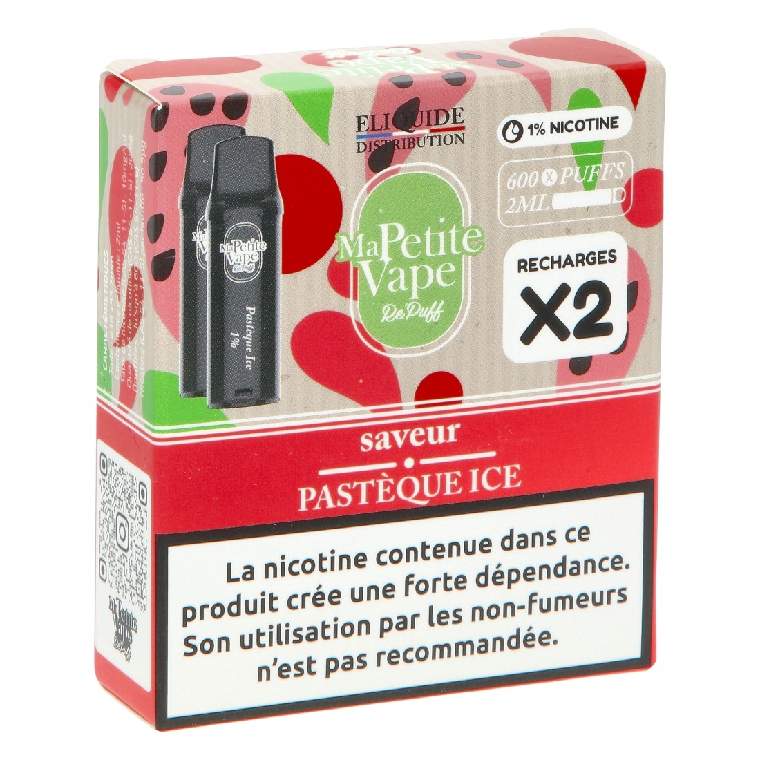 Cartouche Ma Petite Vape RePuff Pastèque Ice 600 Puffs