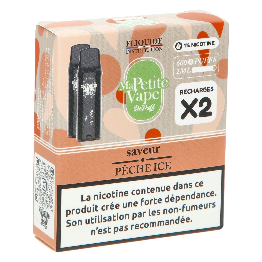 Cartouche Ma Petite Vape RePuff Pêche Ice 600 Puffs