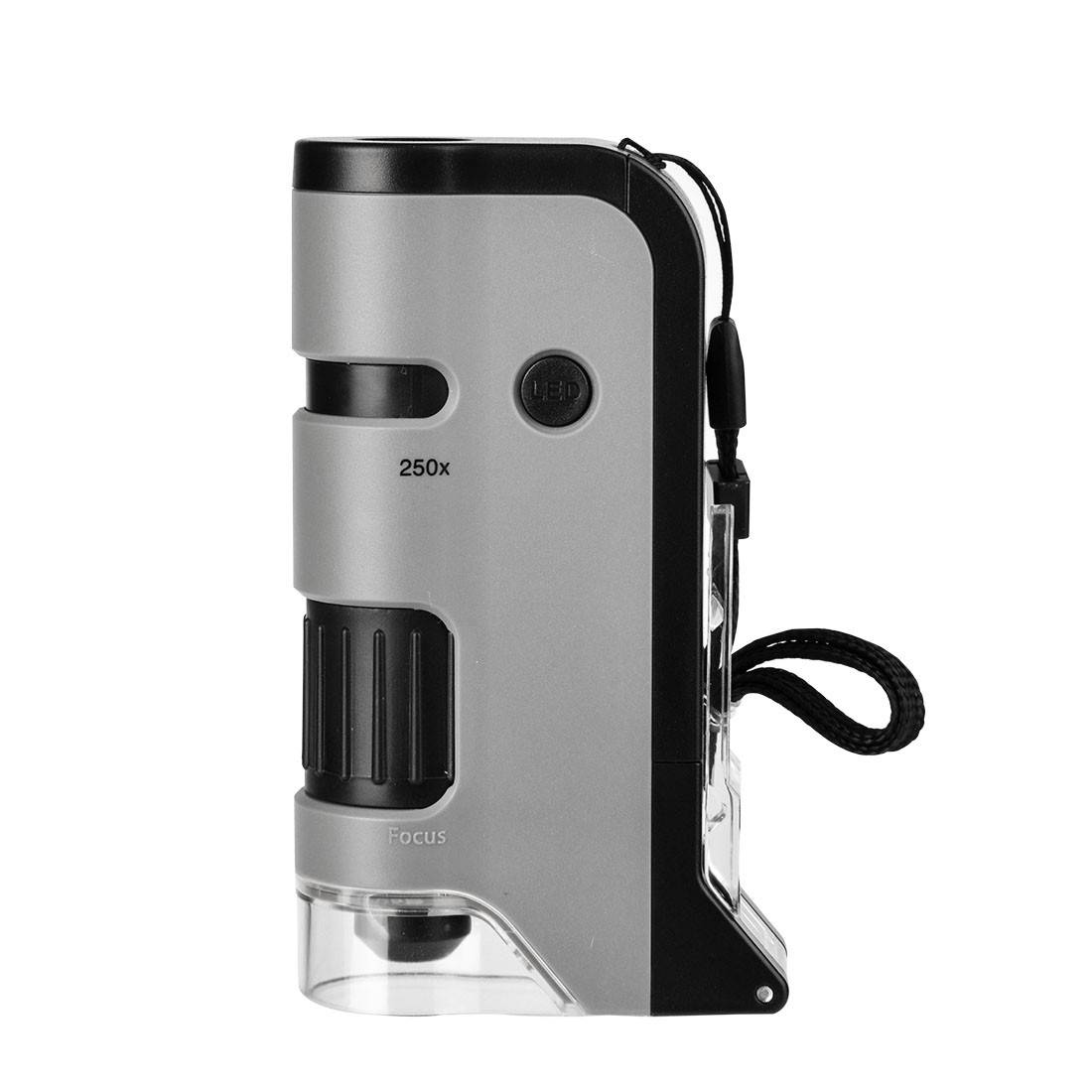 Microscope de poche avec base rabattable et clip pour smartphone  grossissement 100 - 250x