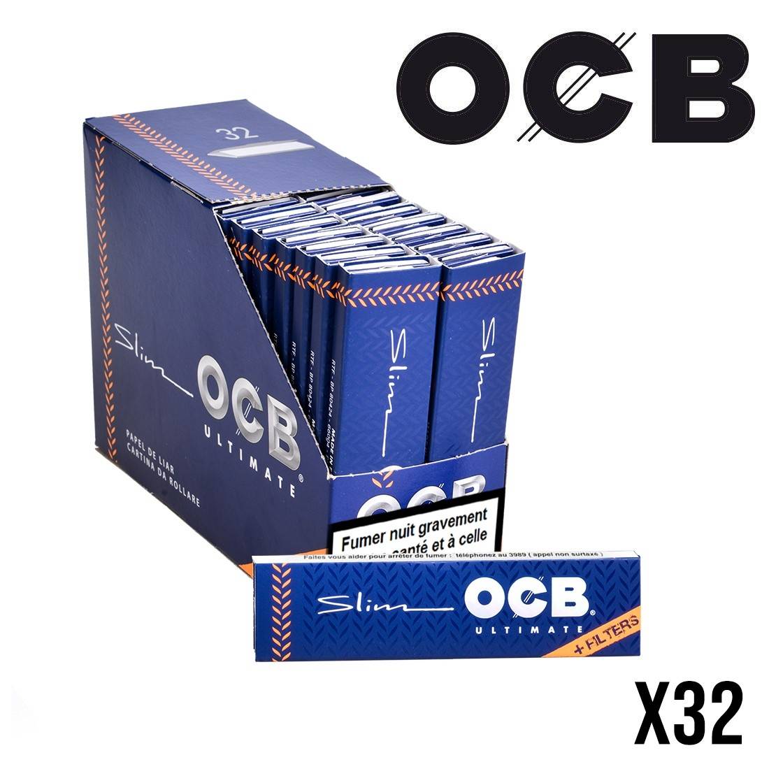 Carton de 32 Paquets de grandes Feuilles à rouler OCB Slim non
