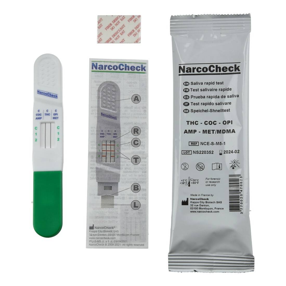 Test salivaire multi-drogues (5 en 1) - NarcoCheck
